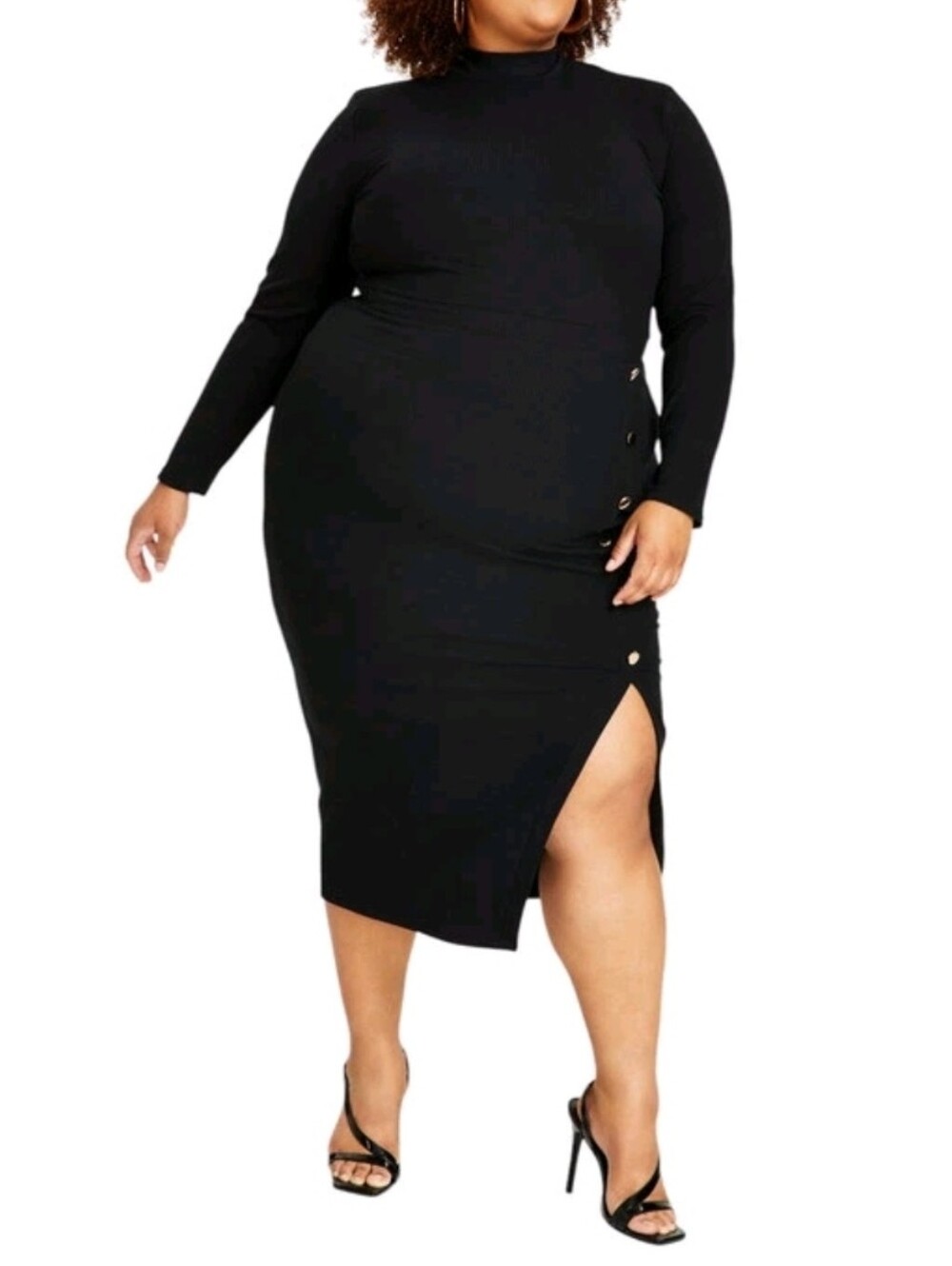 Nina Parker Trendy Plus Size Ribbed Mock Neck Bodycon Dress Size 3x New